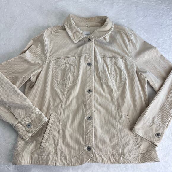 J. Jill Corduroy Cream Button Up Jacket Women's size Large - Picture 1 of 8